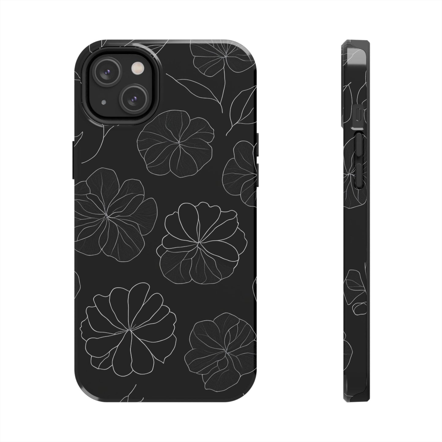 Black Floral Tough Phone Case
