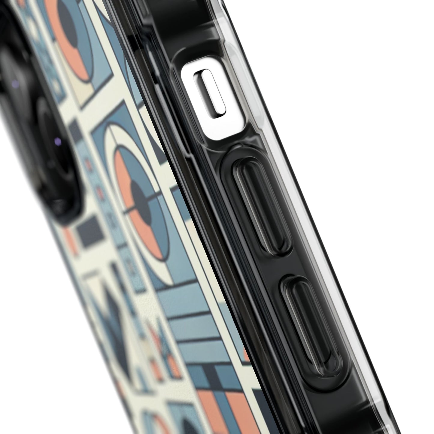 Geometric Print Magnetic Clear Impact Case for iPhone 16 15 14