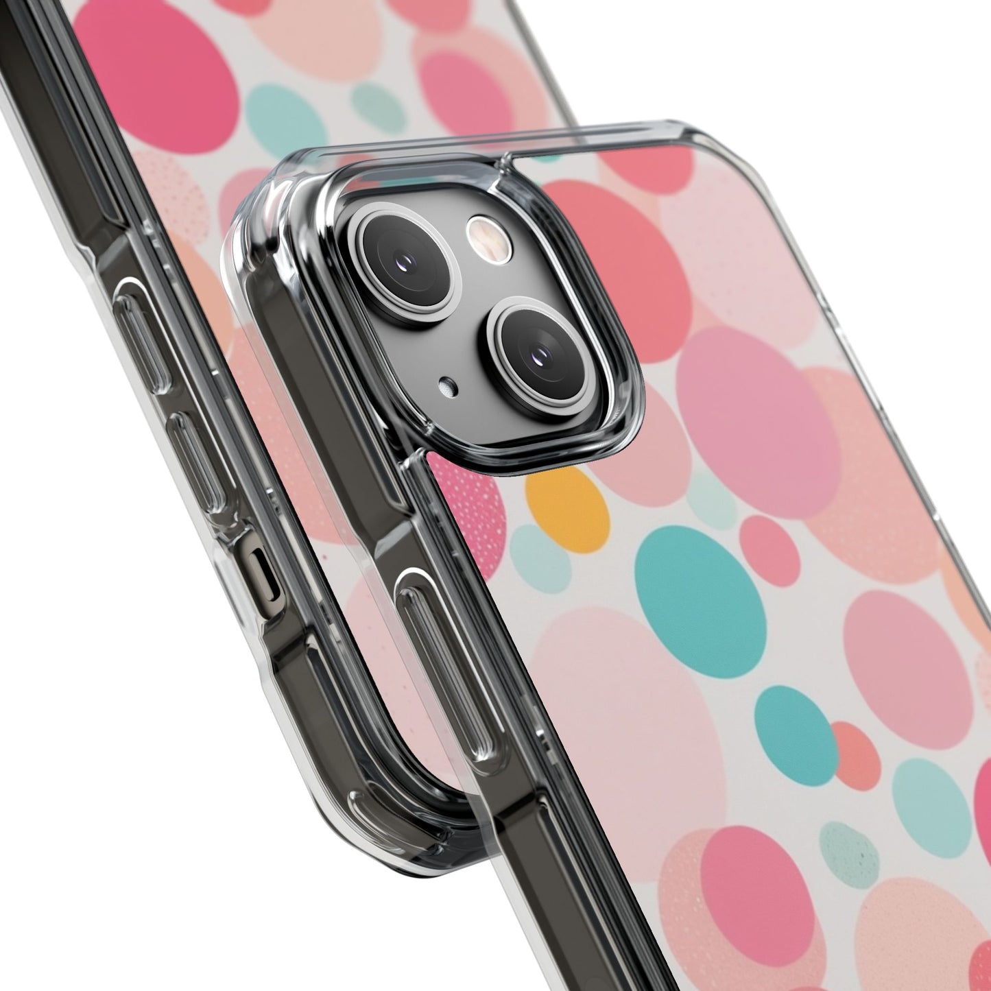 Colorful Polka Dot Magnetic Clear Impact Case for iPhone 16 15 14