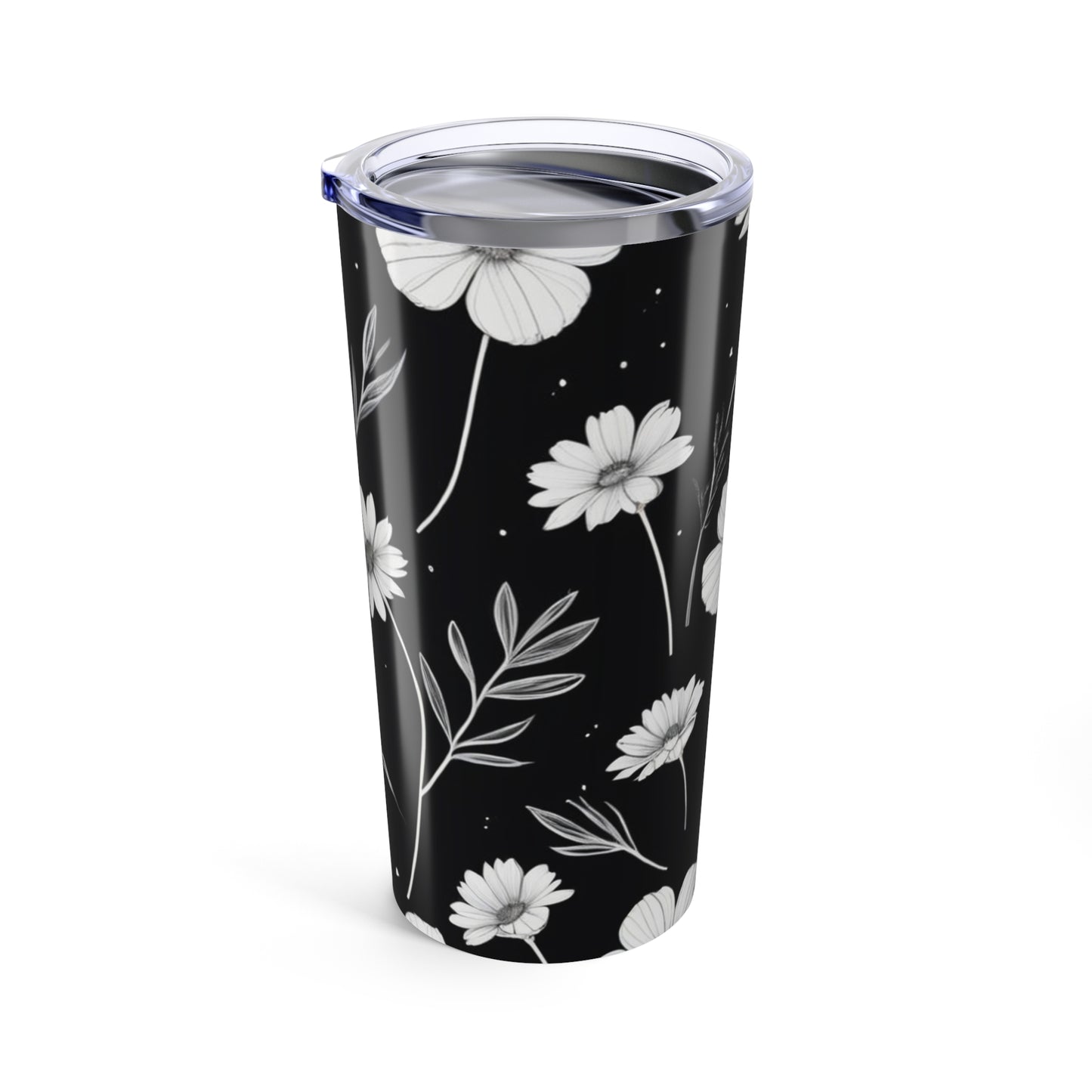 Elegant Floral Black 20oz Tumbler - Insulated Travel Mug for Coffee Lovers
