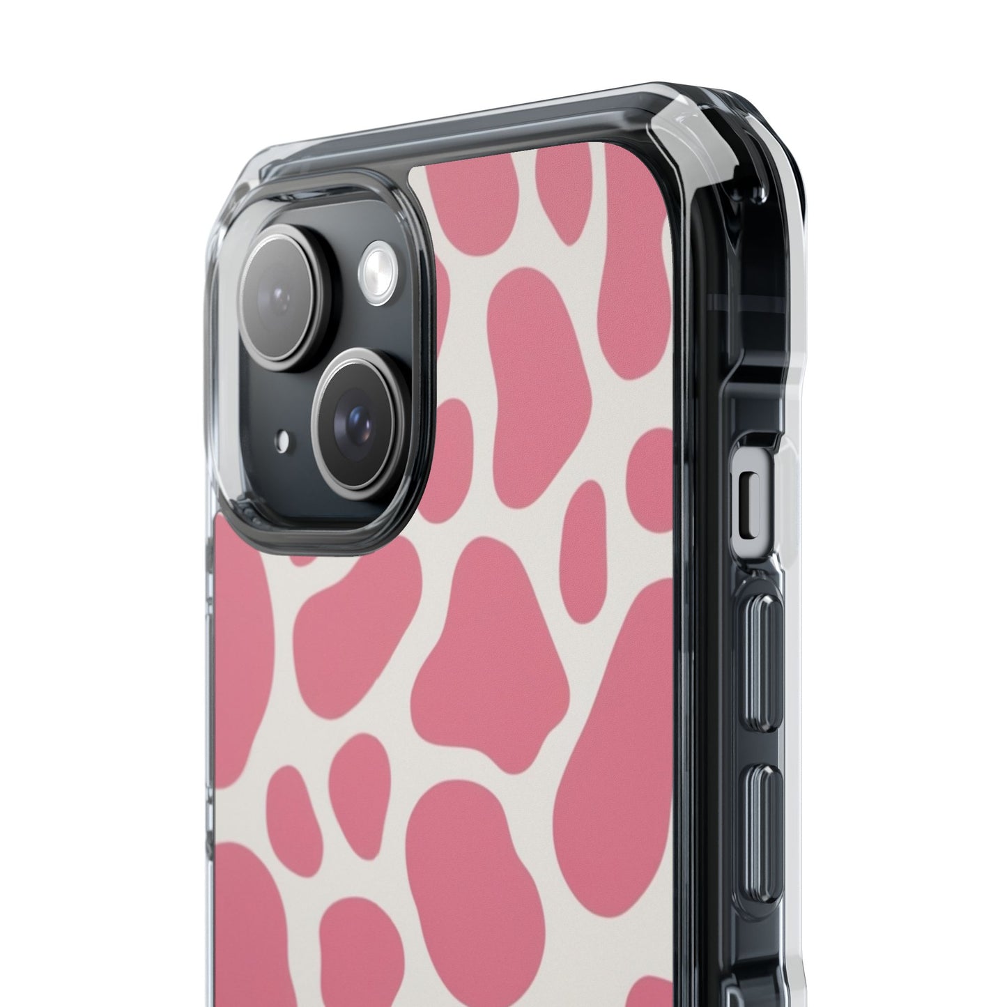 Pink Giraffe Print Magnetic Clear Impact Case for iPhone 16 15 14