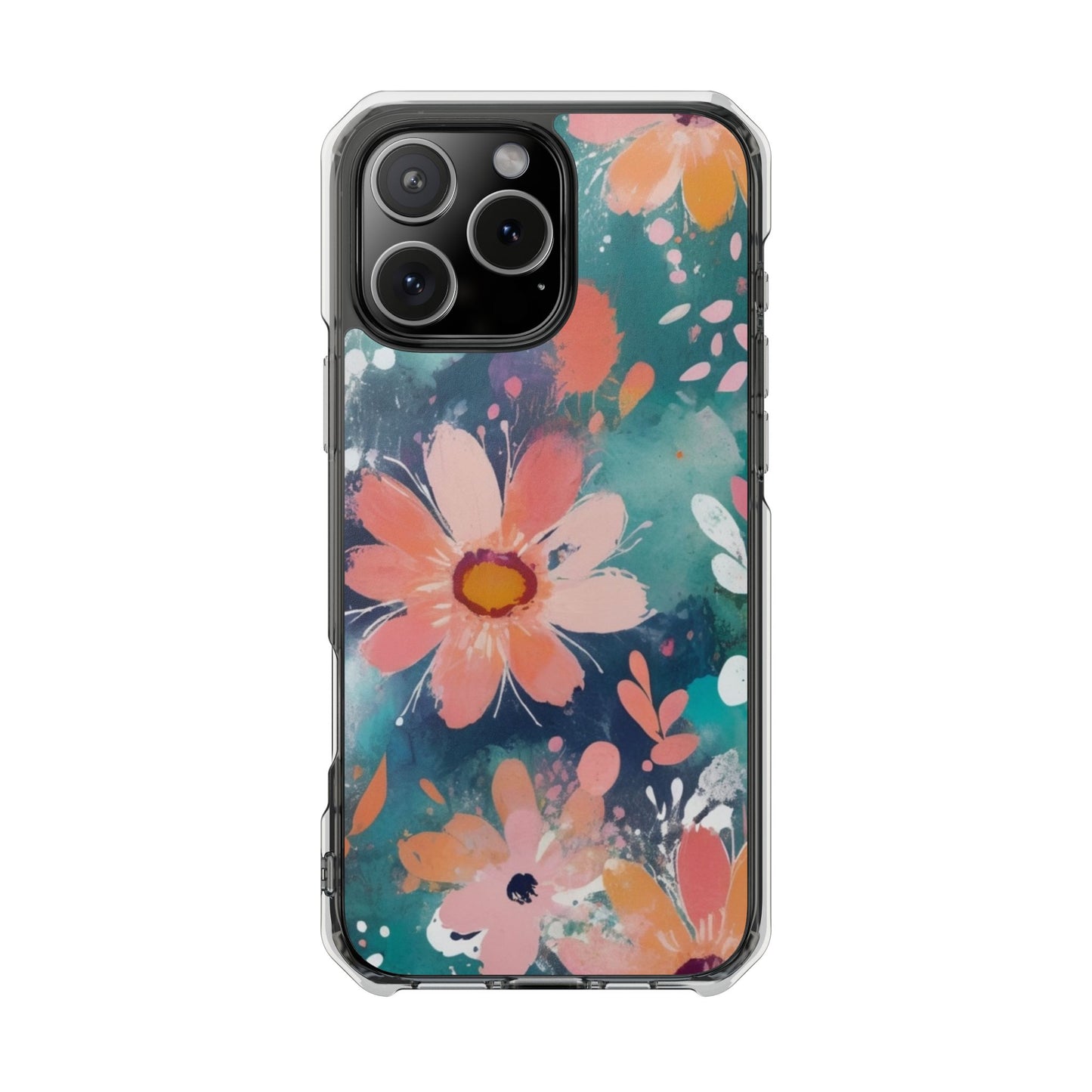 Pastel Floral Magnetic Clear Impact Case for iPhone 16 15 14