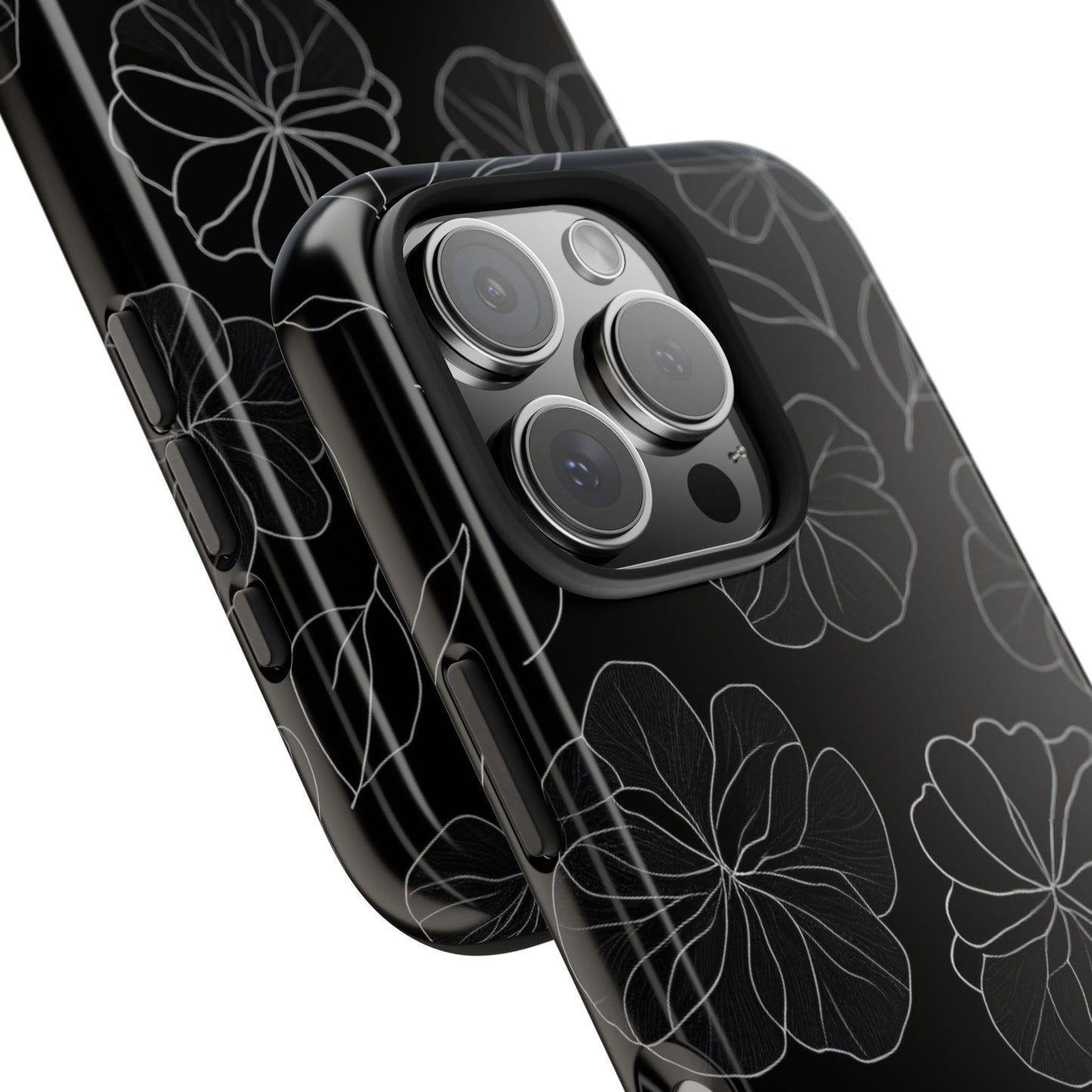 Black Floral Tough Phone Case