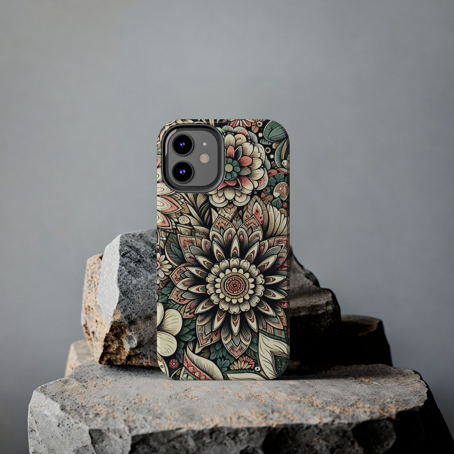 Boho Floral Tough Case for iPhone 16 15 14 13 12 11 X 8 7 Samsung Galaxy S24 S23 S22 S21