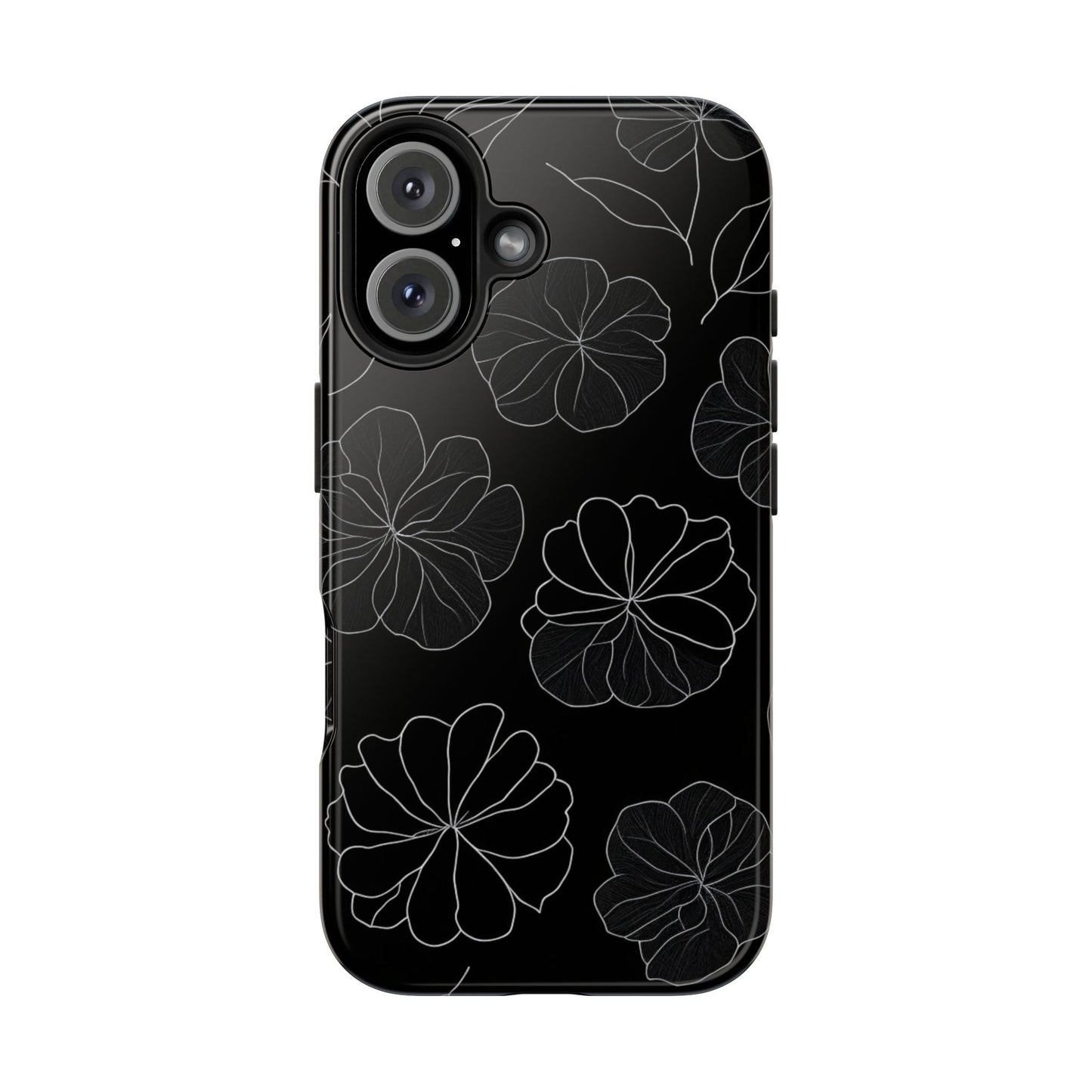 Black Floral Tough Phone Case