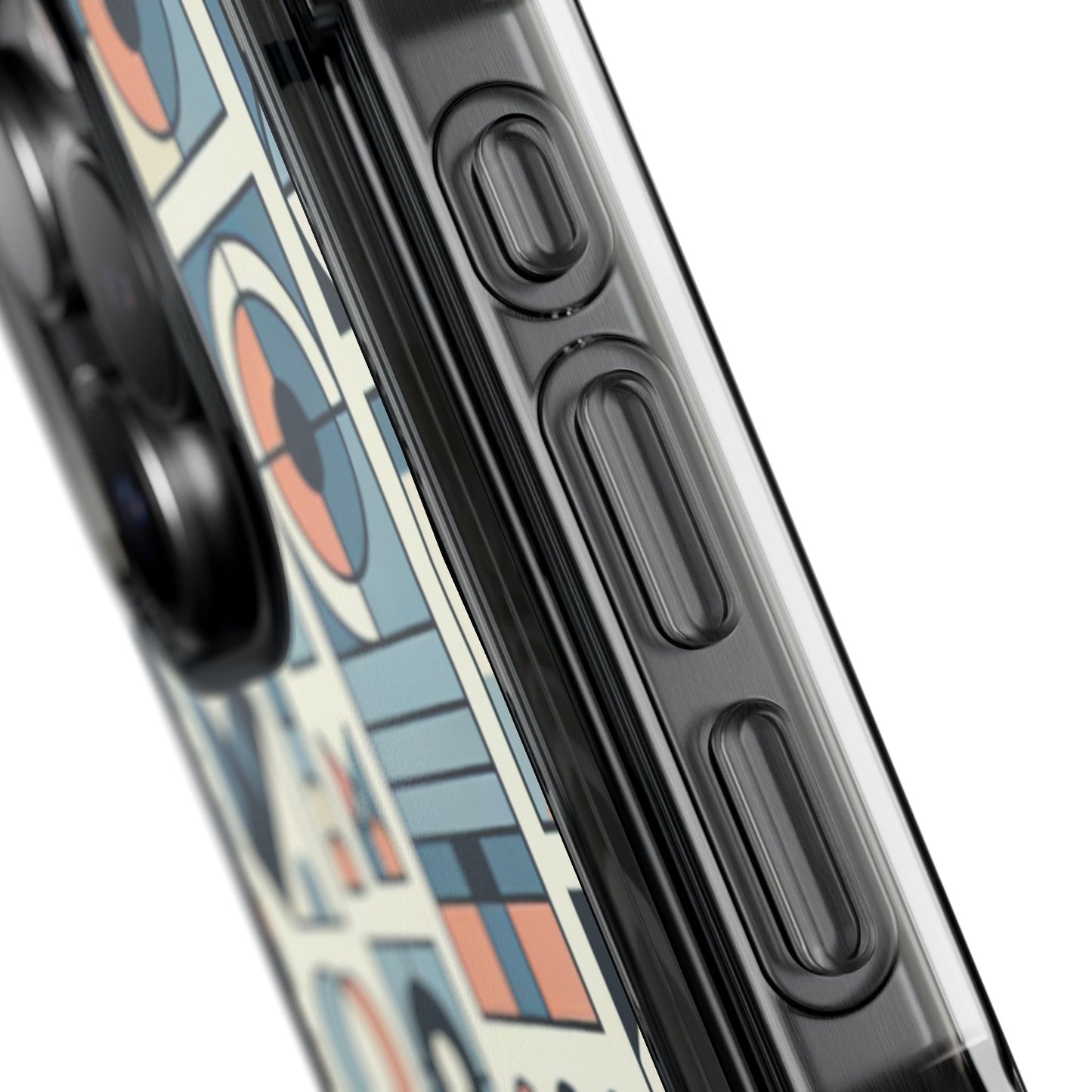 Geometric Print Magnetic Clear Impact Case for iPhone 16 15 14