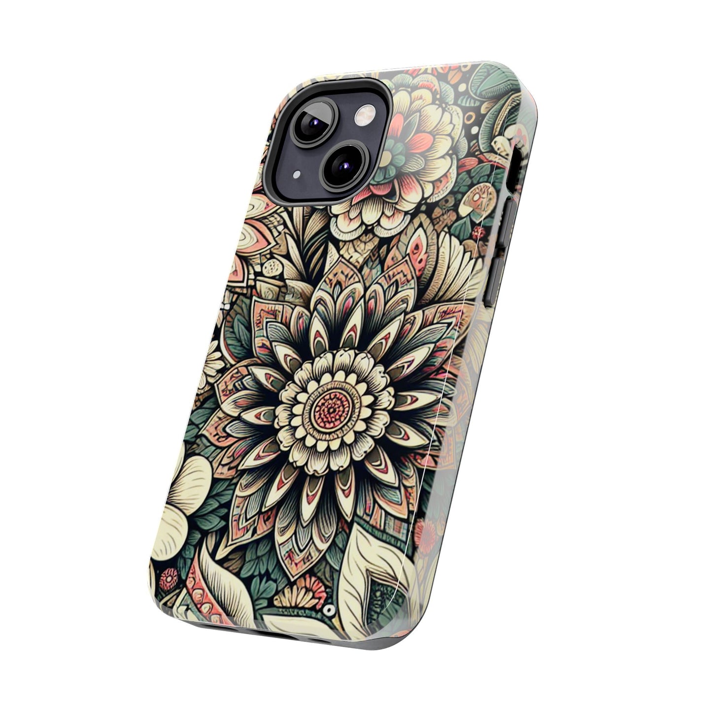 Boho Floral Tough Case for iPhone 16 15 14 13 12 11 X 8 7 Samsung Galaxy S24 S23 S22 S21