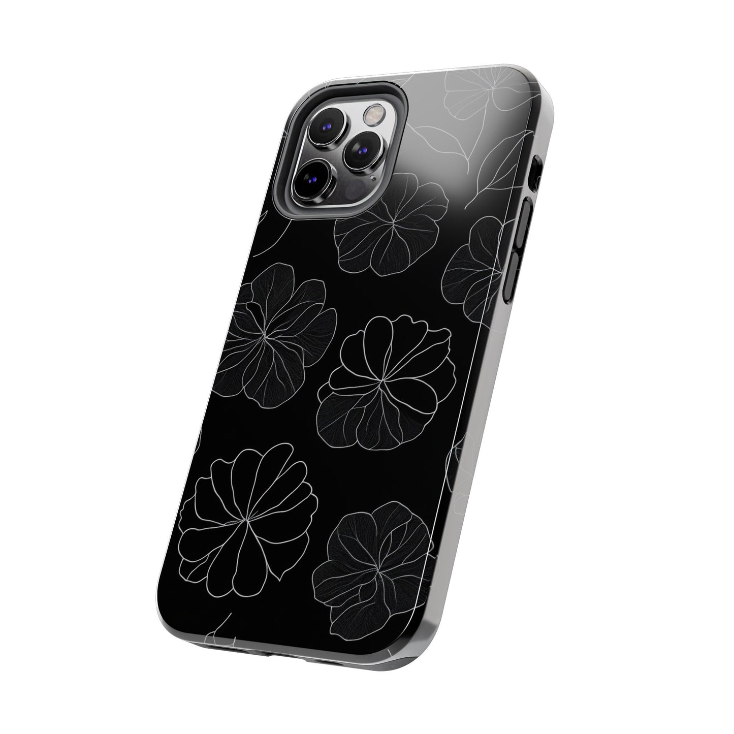 Black Floral Tough Phone Case