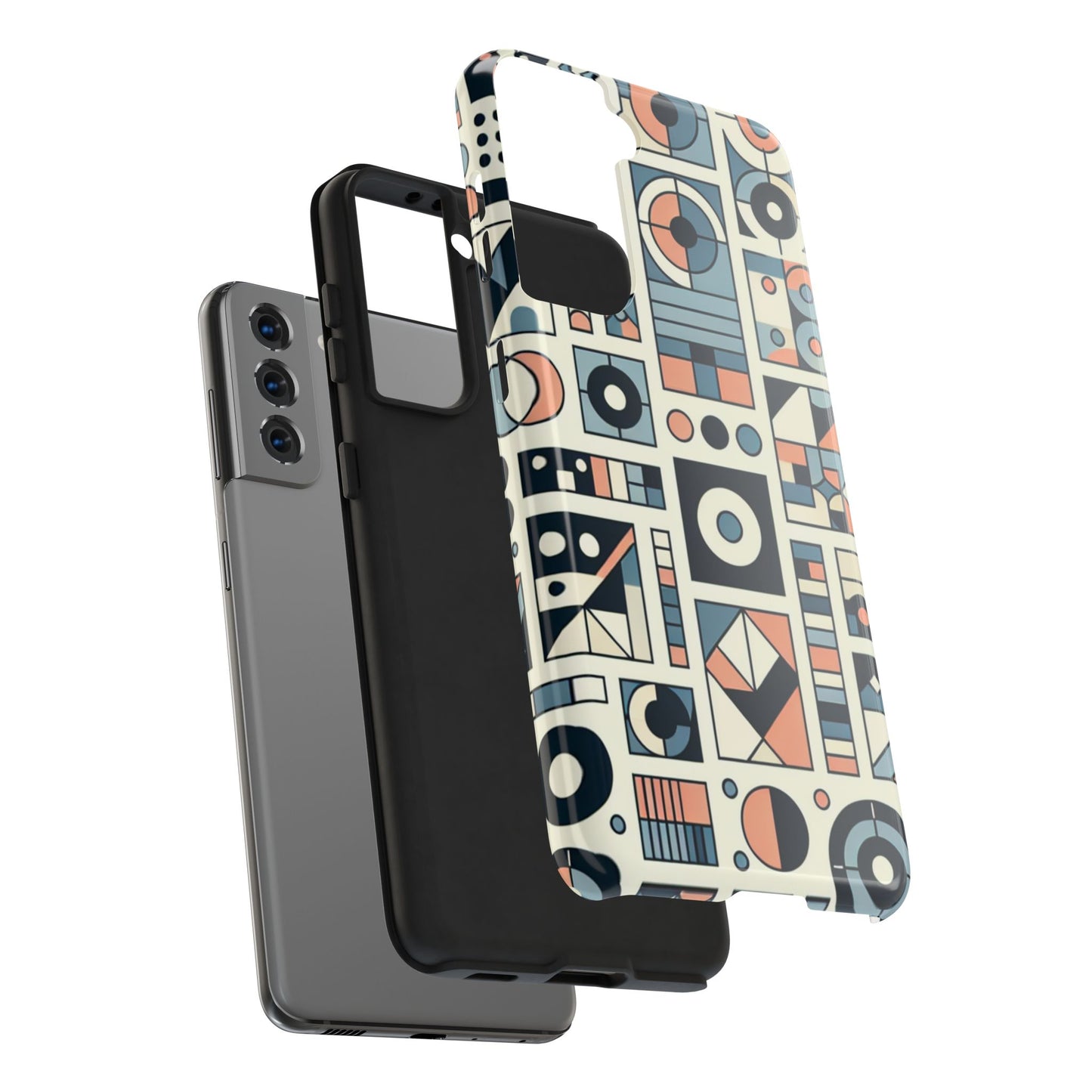 Geometric Print Tough Phone Case for iPhone 16 15 14 13 12 11 X 8 7 Samsung Galaxy S24 S23 S22 S21