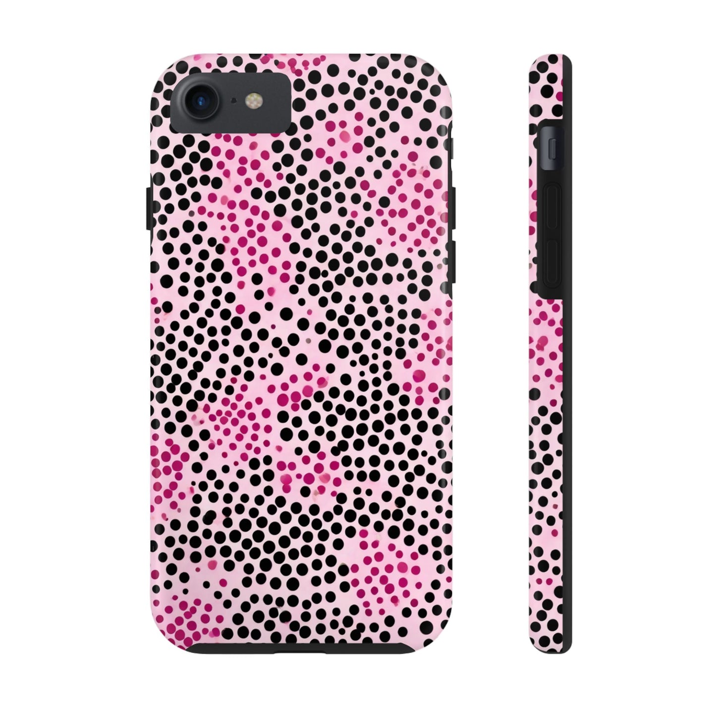 Pink and Black Dot Design Tough Phone Case