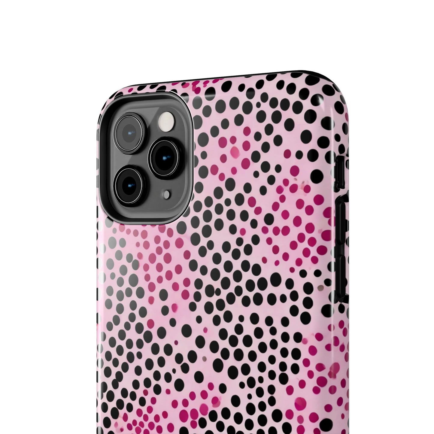 Pink and Black Dot Design Tough Phone Case
