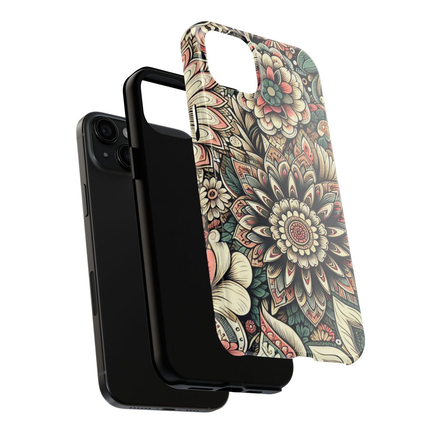 Boho Floral Tough Case for iPhone 16 15 14 13 12 11 X 8 7 Samsung Galaxy S24 S23 S22 S21