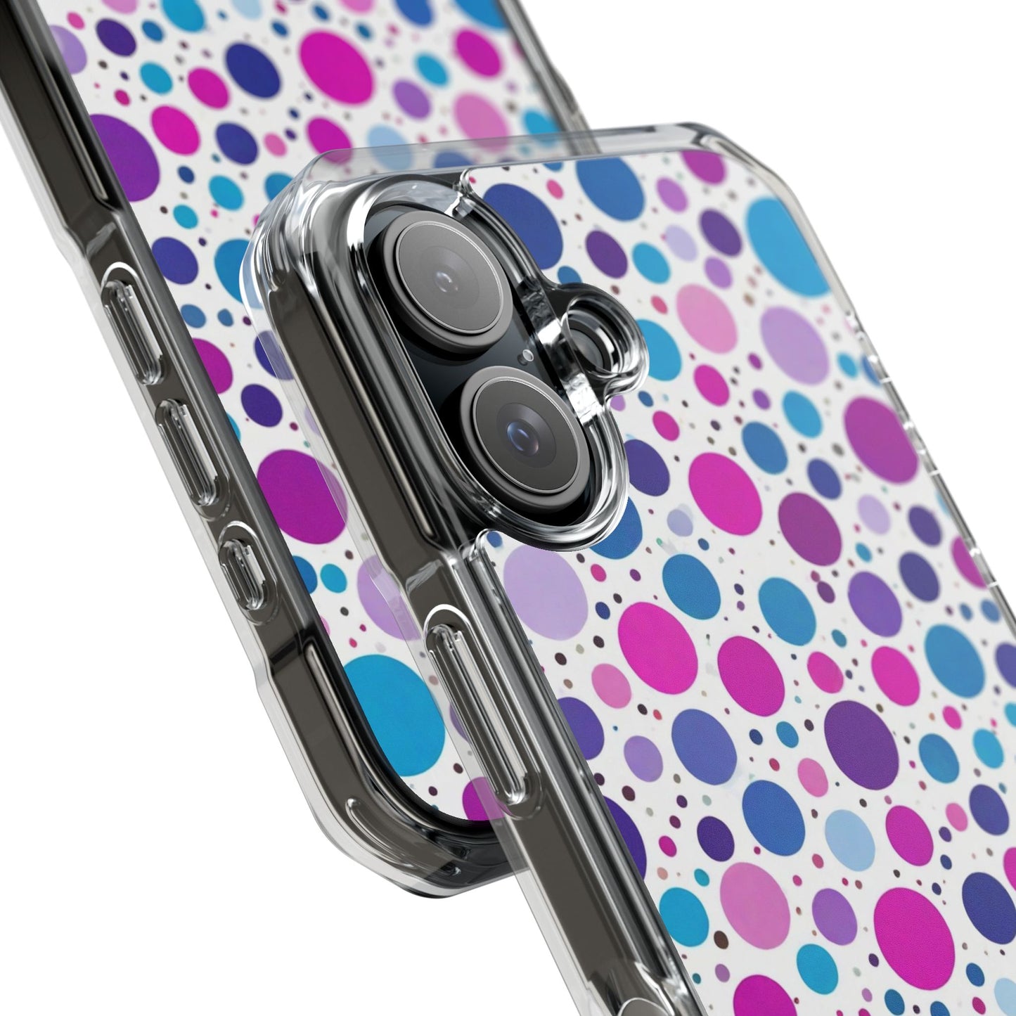 Polka Dot Design Magnetic Clear Impact Case for iPhone 16 15 14