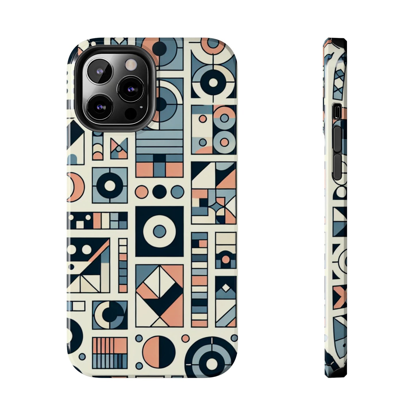 Geometric Print Tough Phone Case for iPhone 16 15 14 13 12 11 X 8 7 Samsung Galaxy S24 S23 S22 S21