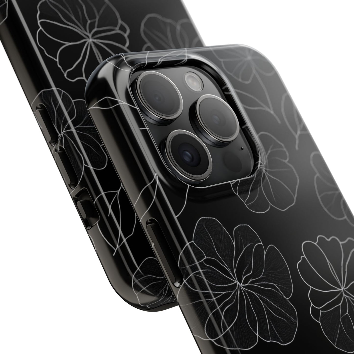 Black Floral Tough Phone Case