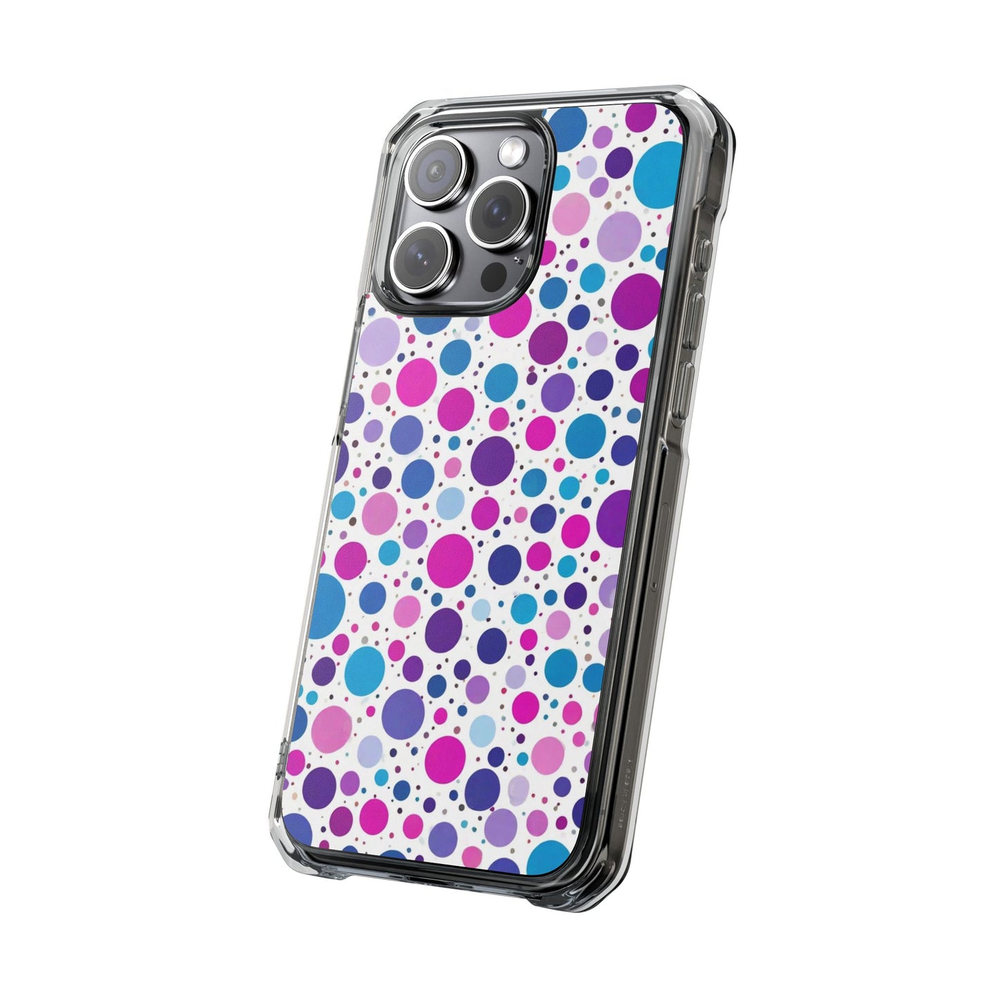 Polka Dot Design Magnetic Clear Impact Case for iPhone 16 15 14