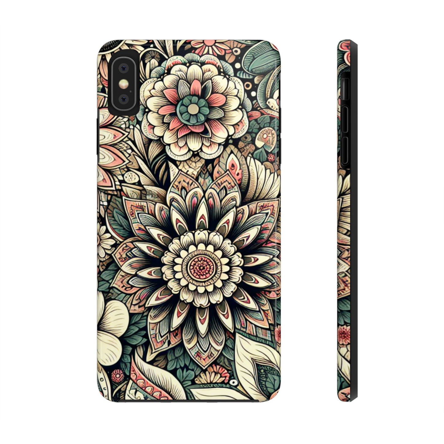 Boho Floral Tough Case for iPhone 16 15 14 13 12 11 X 8 7 Samsung Galaxy S24 S23 S22 S21