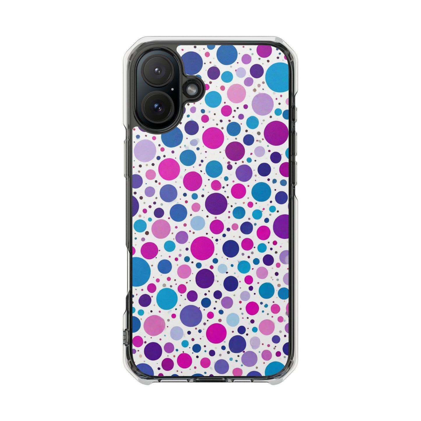 Polka Dot Design Magnetic Clear Impact Case for iPhone 16 15 14