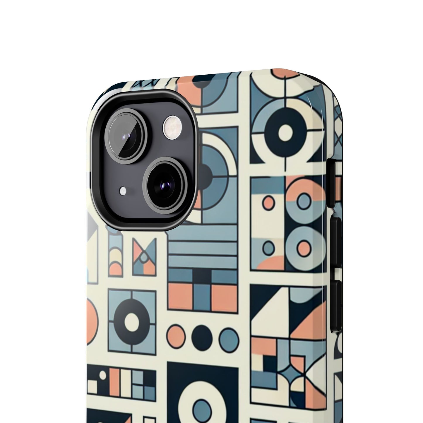 Geometric Print Tough Phone Case for iPhone 16 15 14 13 12 11 X 8 7 Samsung Galaxy S24 S23 S22 S21