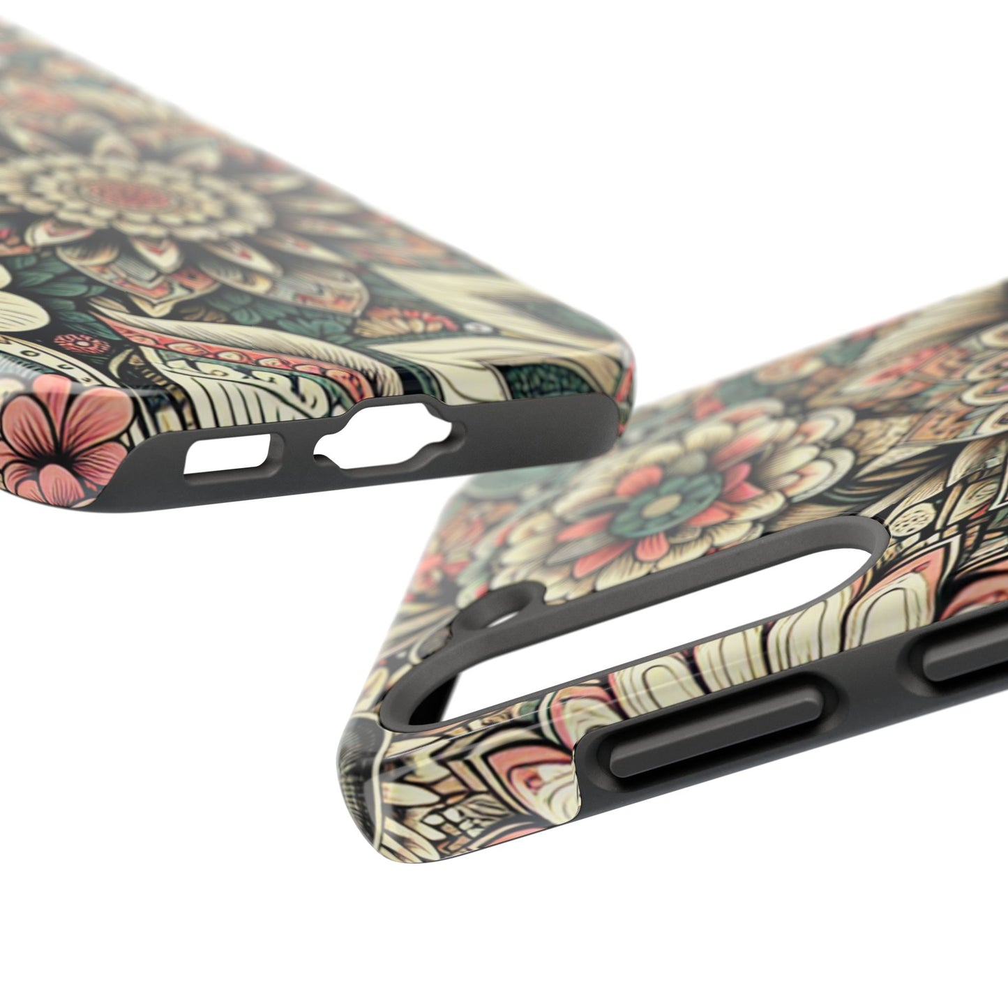 Boho Floral Tough Case for iPhone 16 15 14 13 12 11 X 8 7 Samsung Galaxy S24 S23 S22 S21