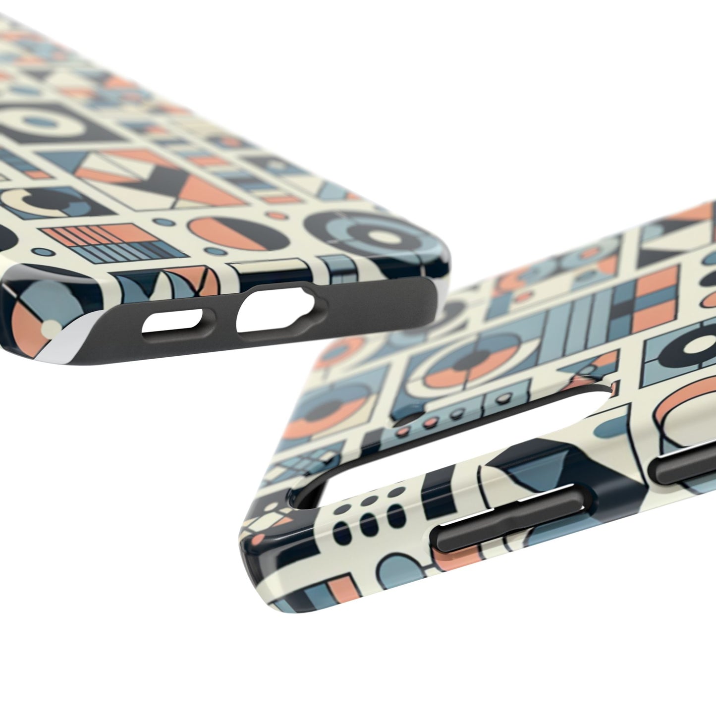 Geometric Print Tough Phone Case for iPhone 16 15 14 13 12 11 X 8 7 Samsung Galaxy S24 S23 S22 S21