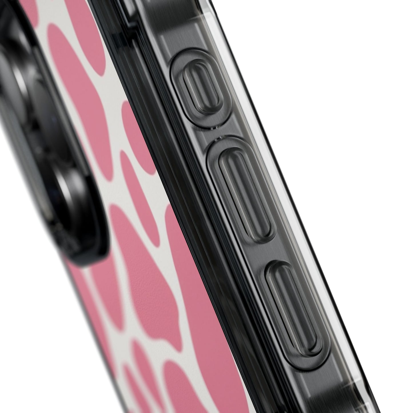 Pink Giraffe Print Magnetic Clear Impact Case for iPhone 16 15 14