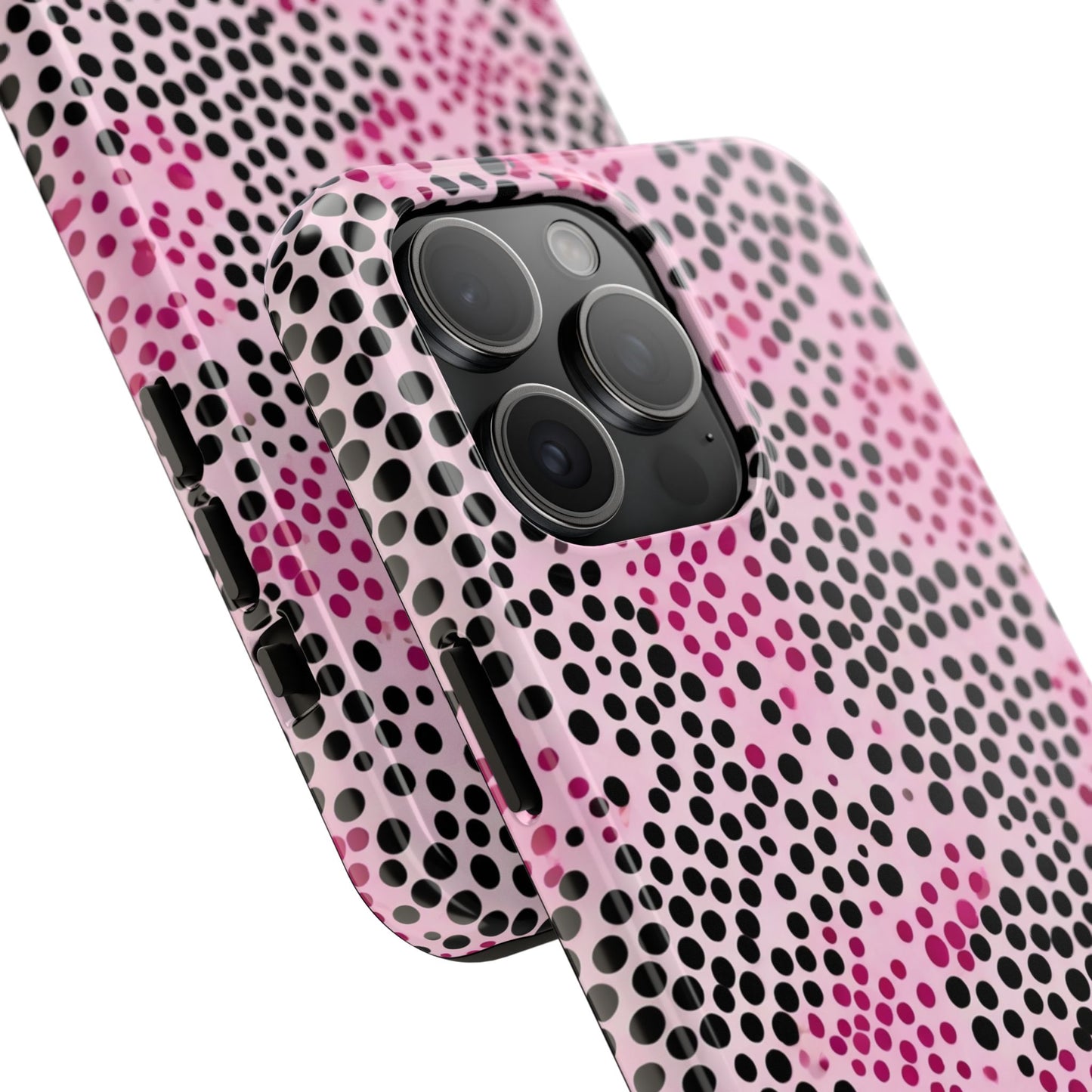 Pink and Black Dot Design Tough Phone Case