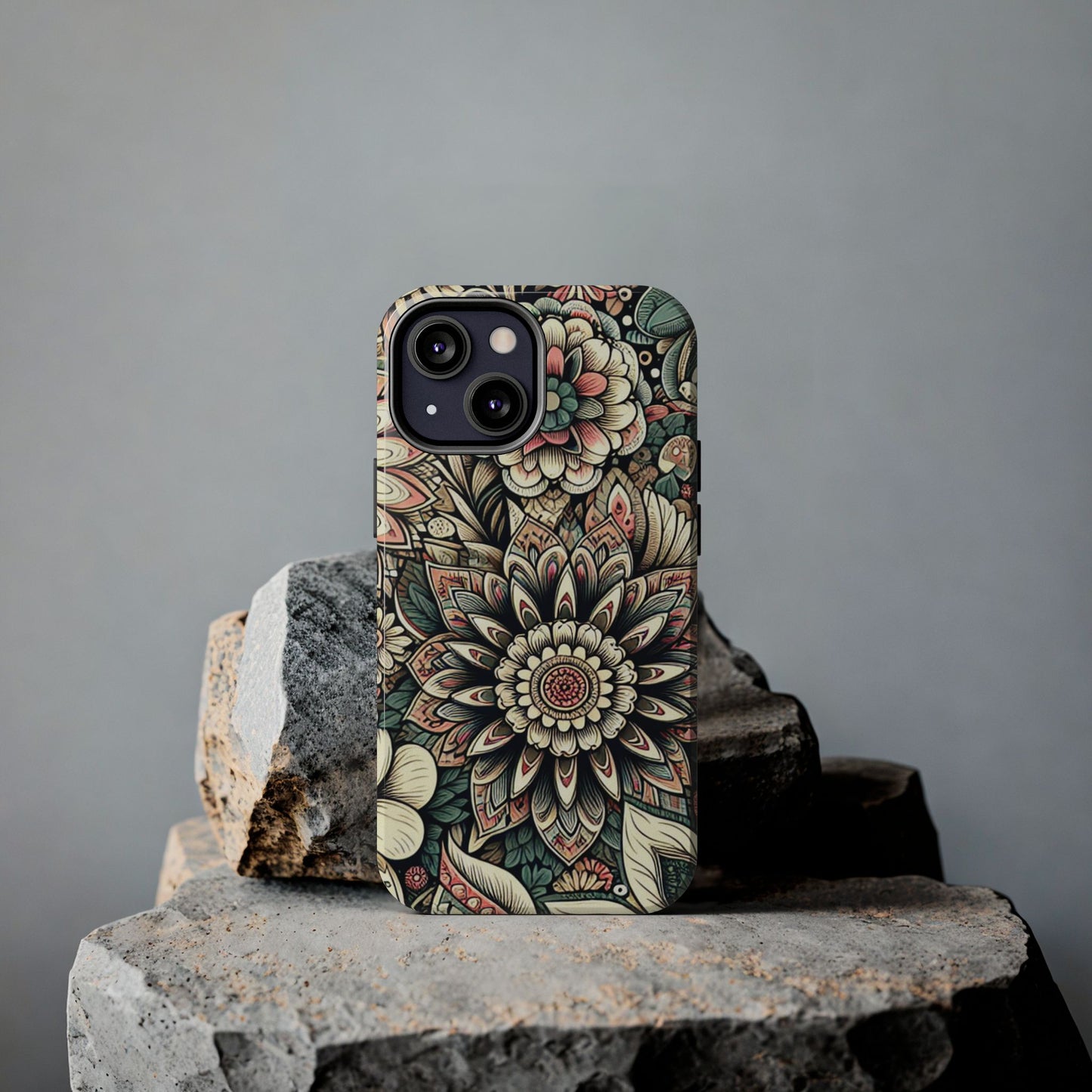 Boho Floral Tough Case for iPhone 16 15 14 13 12 11 X 8 7 Samsung Galaxy S24 S23 S22 S21