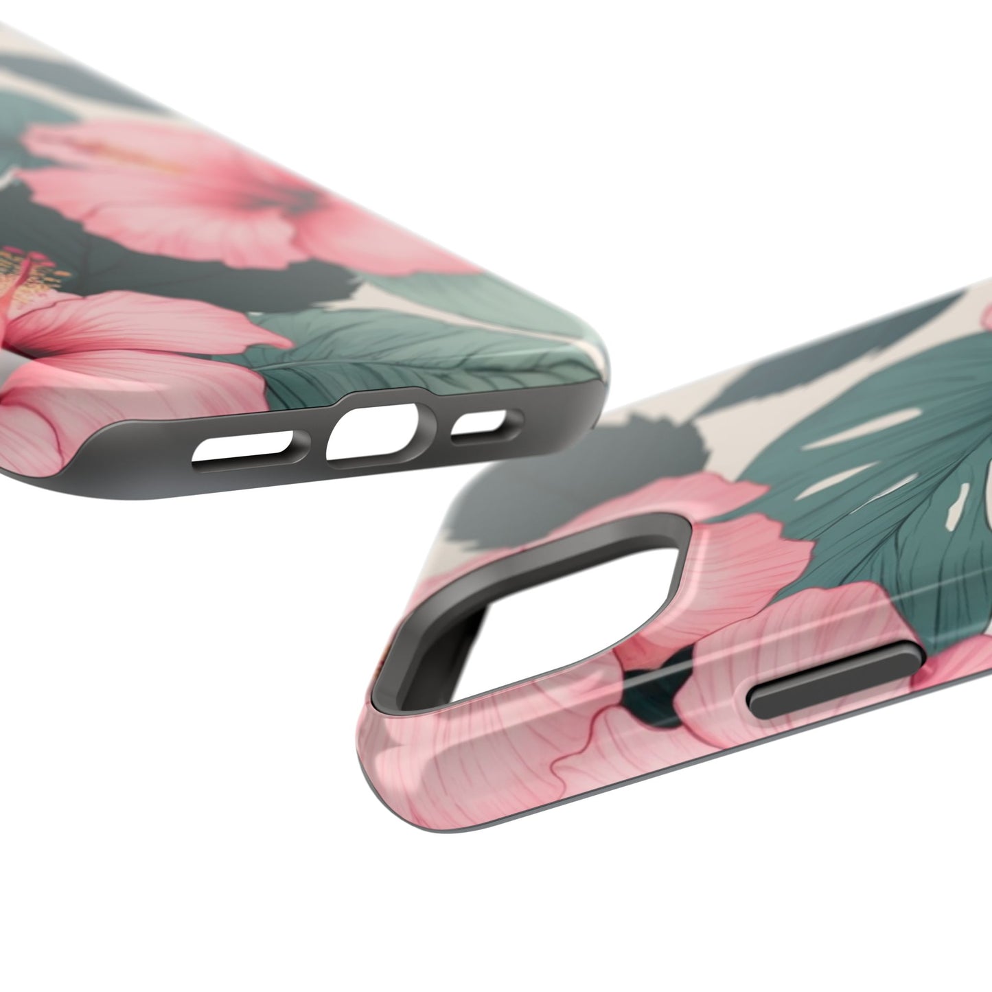 Tropical Hibiscus Magnetic Tough Phone Case for iPhone 13 14 15 16 Models