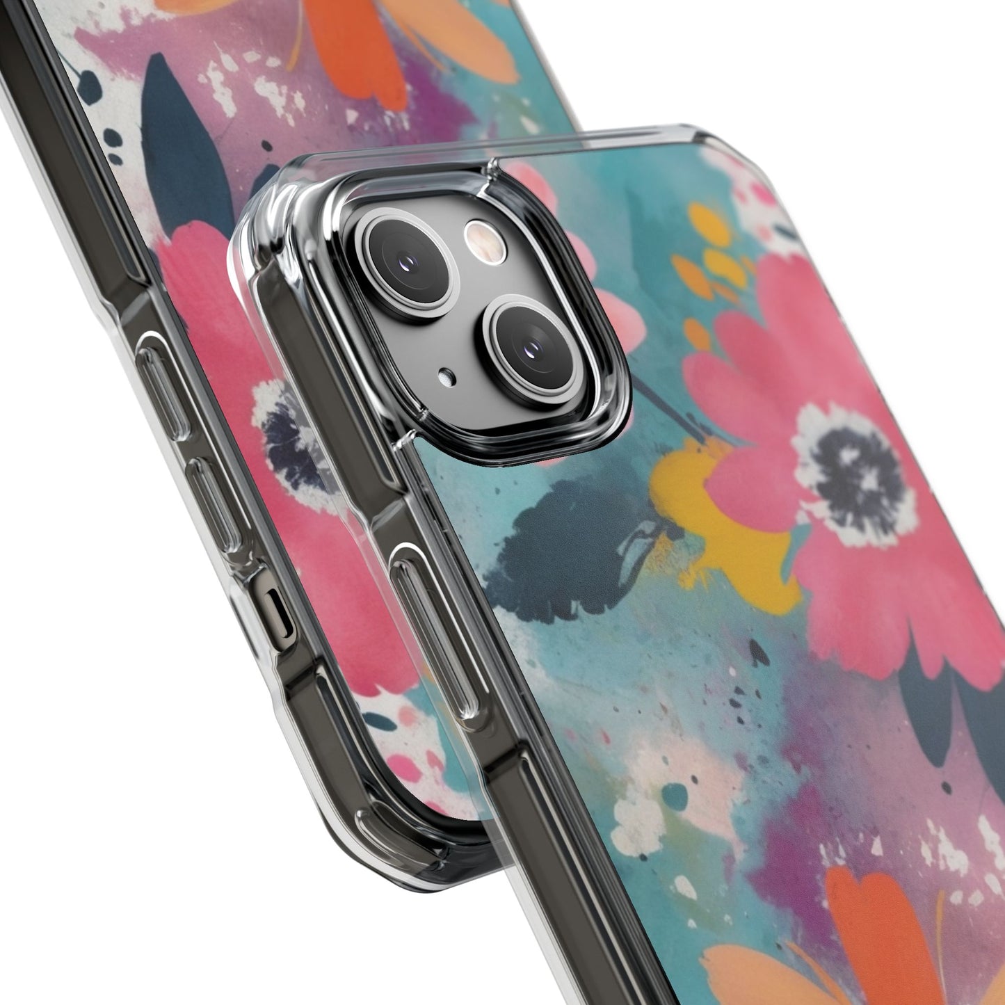 Vibrant Floral Magnetic Clear Impact Case for iPhone 16 15 14