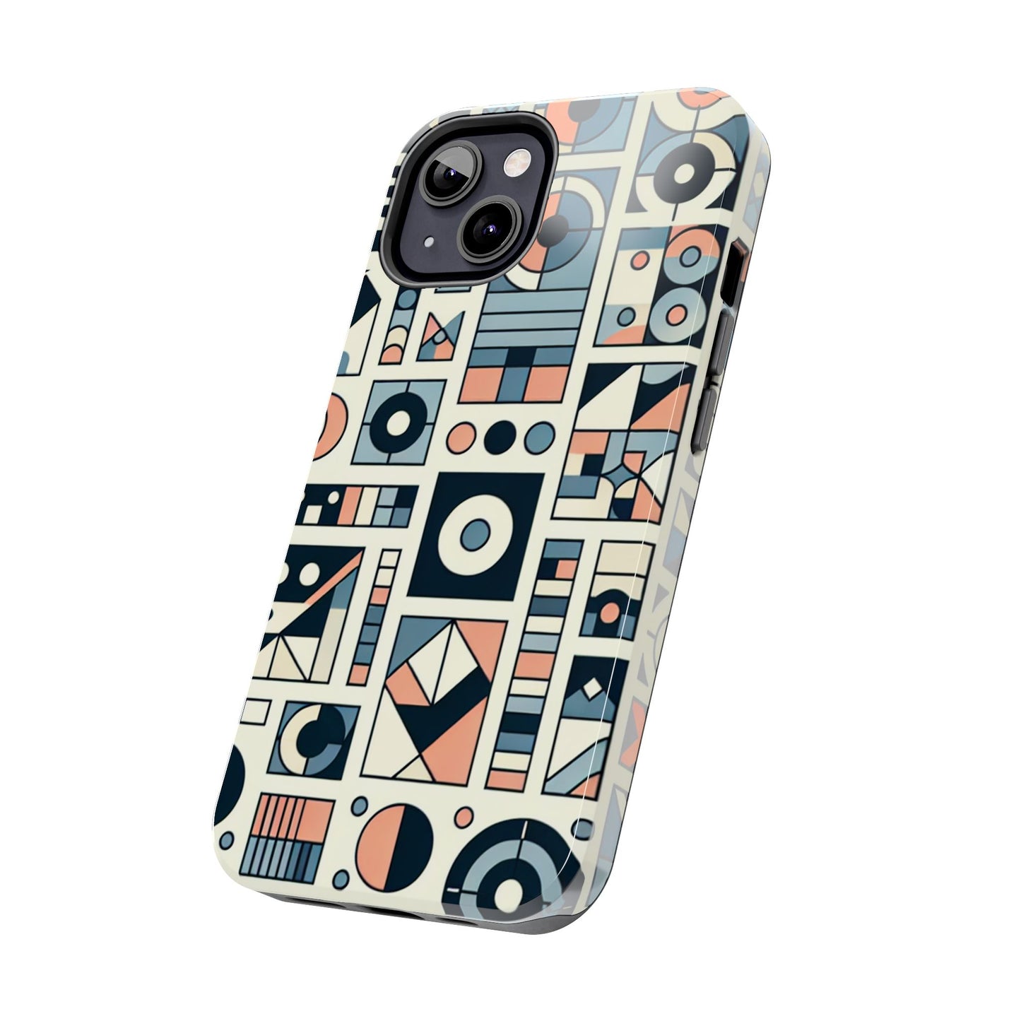 Geometric Print Tough Phone Case for iPhone 16 15 14 13 12 11 X 8 7 Samsung Galaxy S24 S23 S22 S21