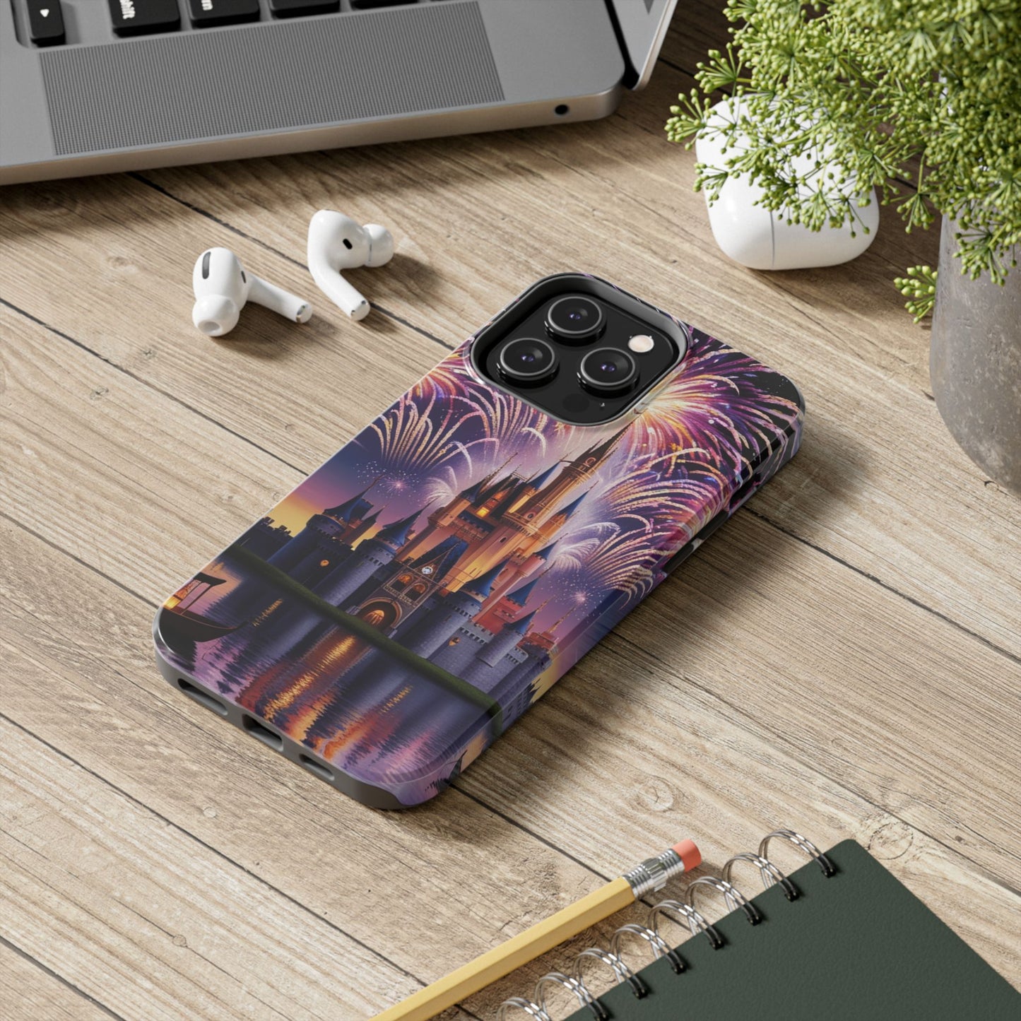 Magical Castle and Fireworks Tough Phone Case for iPhone 16 15 14 13 12 11 X 8 7 Samsung Galaxy S24 S23 S22 S21