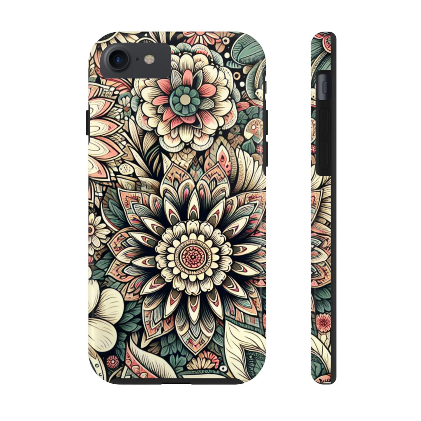 Boho Floral Tough Case for iPhone 16 15 14 13 12 11 X 8 7 Samsung Galaxy S24 S23 S22 S21