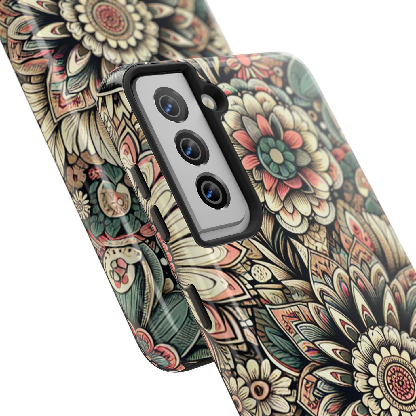Boho Floral Tough Case for iPhone 16 15 14 13 12 11 X 8 7 Samsung Galaxy S24 S23 S22 S21
