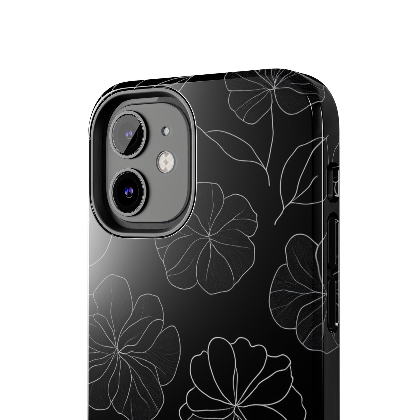 Black Floral Tough Phone Case
