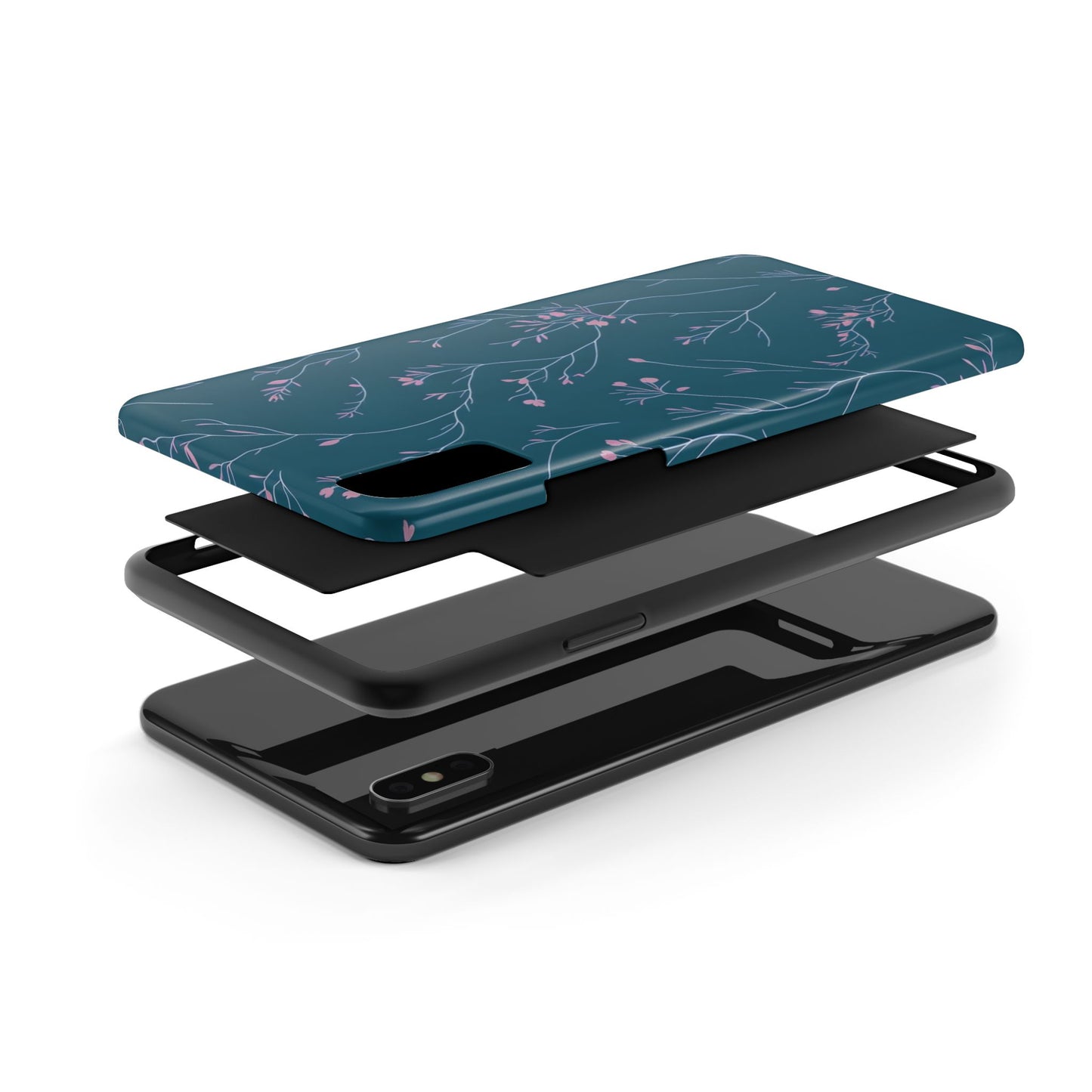 Teal Floral Tough Phone Case