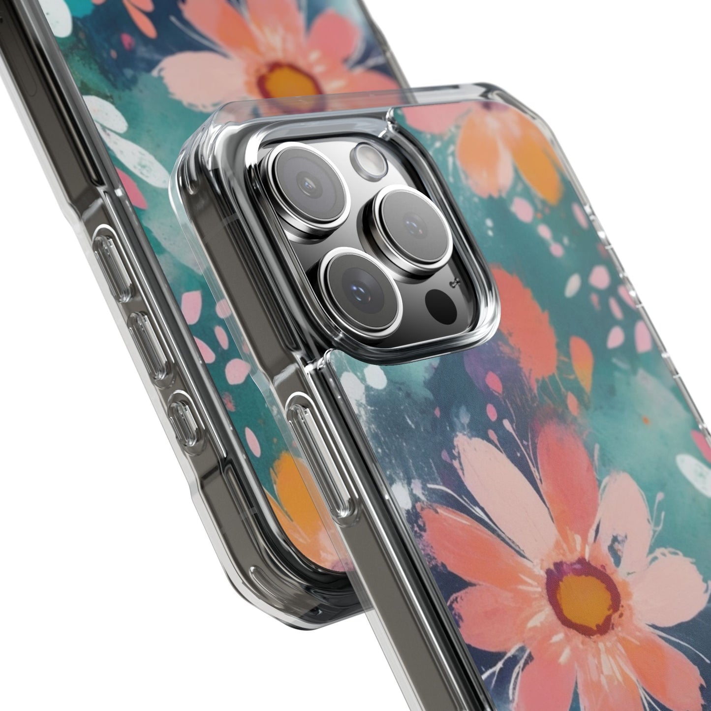 Pastel Floral Magnetic Clear Impact Case for iPhone 16 15 14