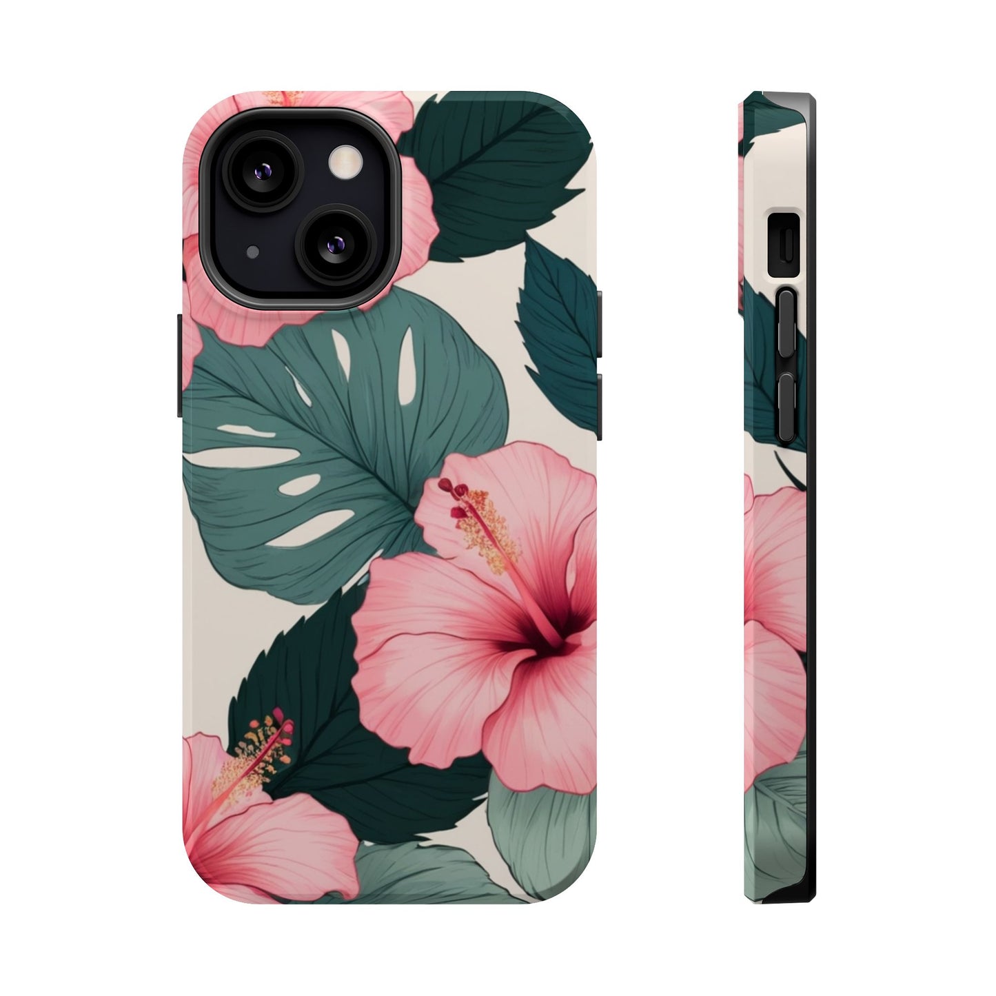 Tropical Hibiscus Magnetic Tough Phone Case for iPhone 13 14 15 16 Models