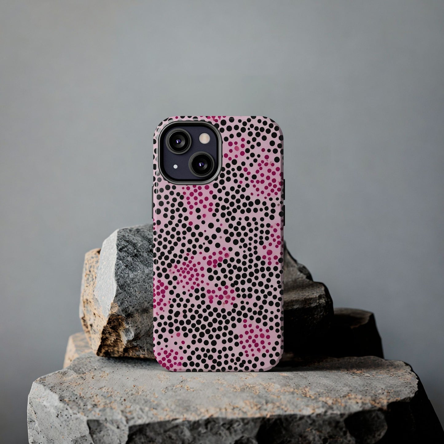 Pink and Black Dot Design Tough Phone Case
