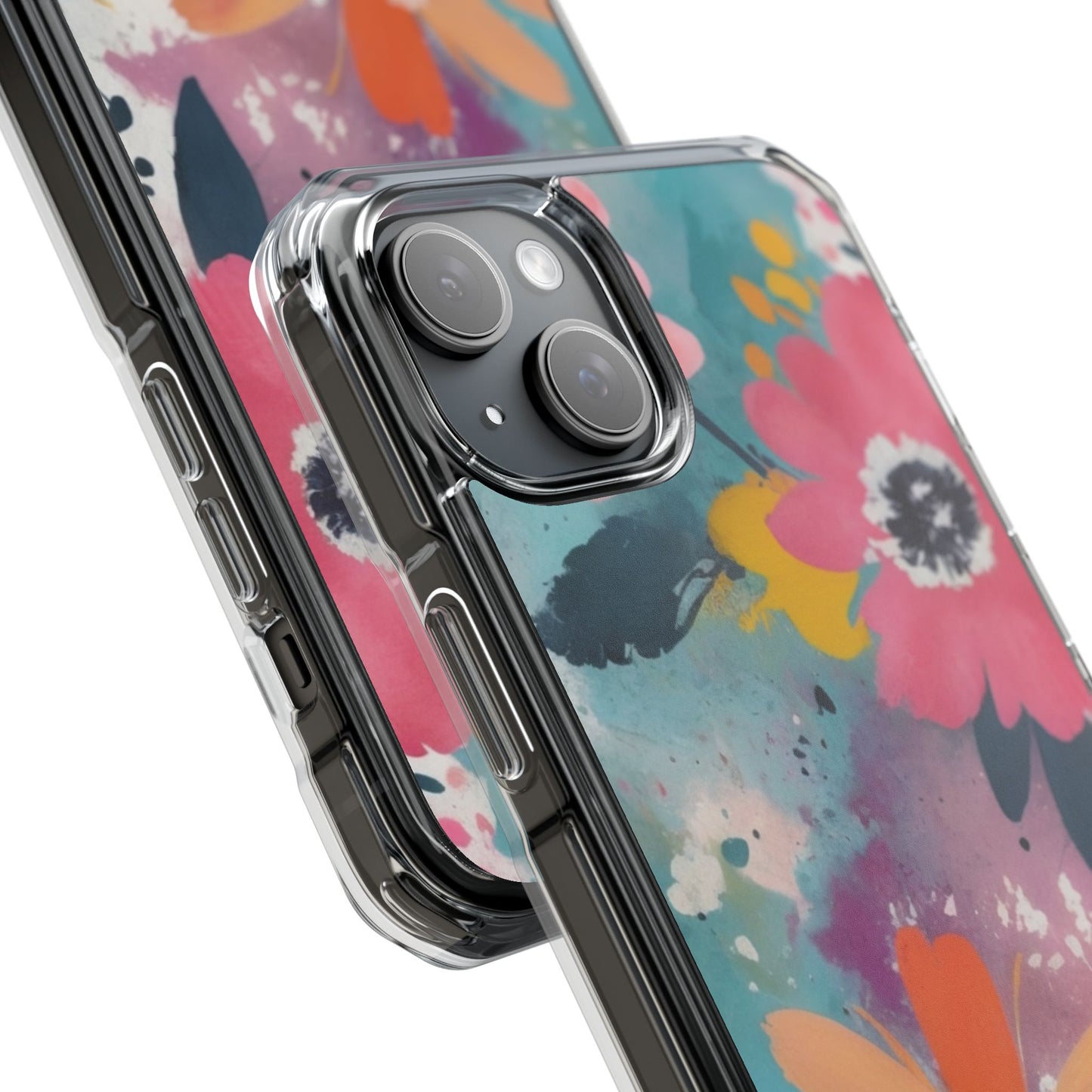 Vibrant Floral Magnetic Clear Impact Case for iPhone 16 15 14