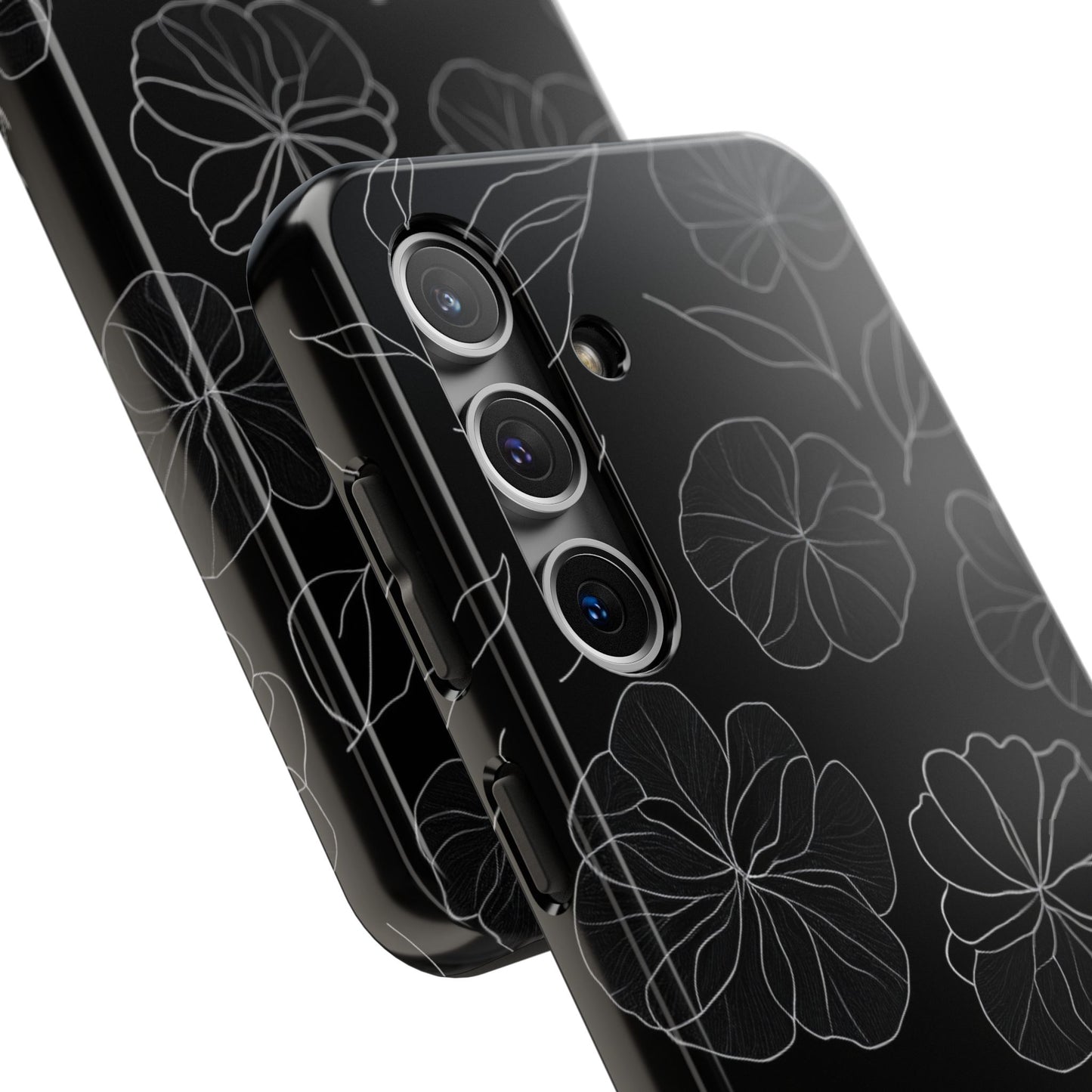 Black Floral Tough Phone Case