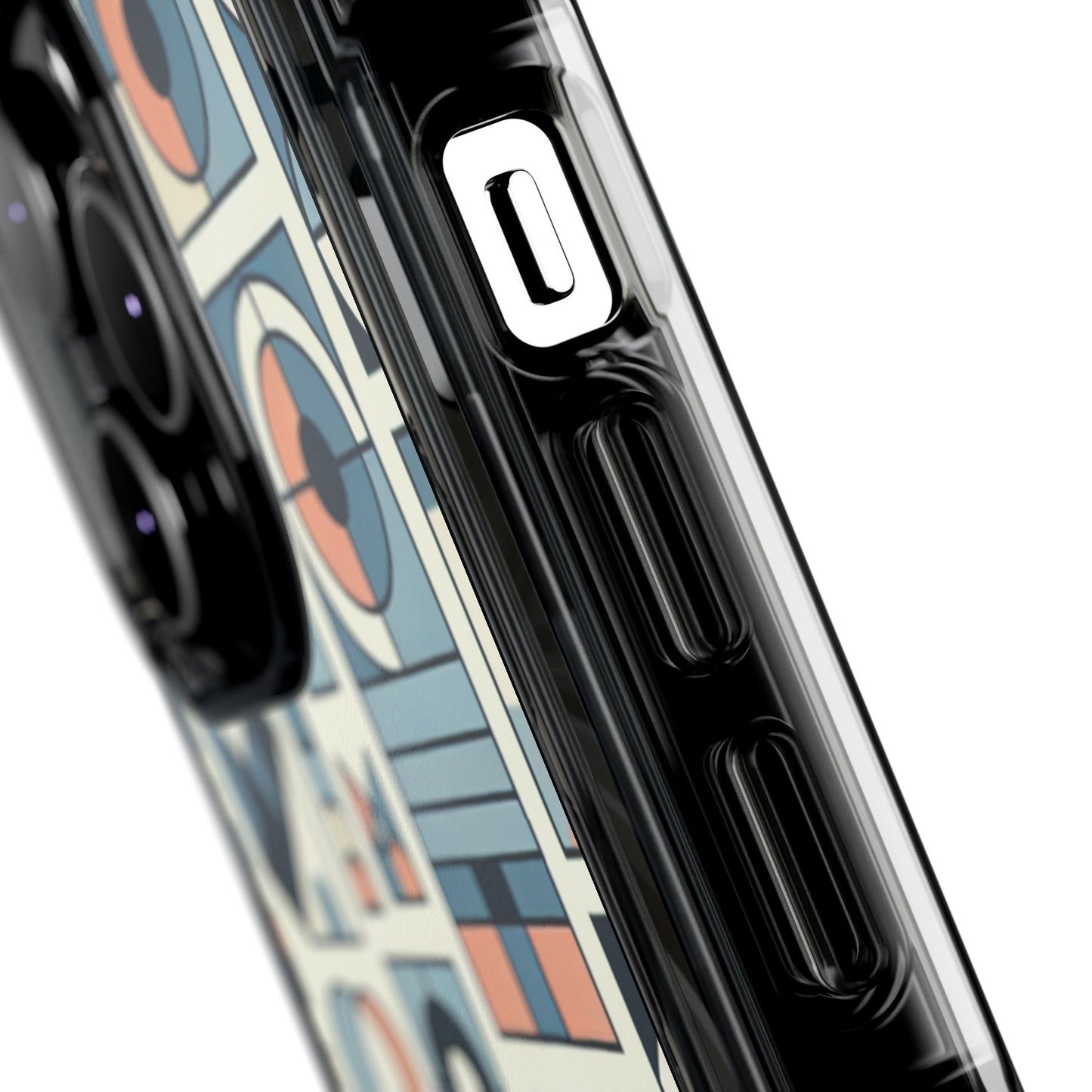 Geometric Print Magnetic Clear Impact Case for iPhone 16 15 14