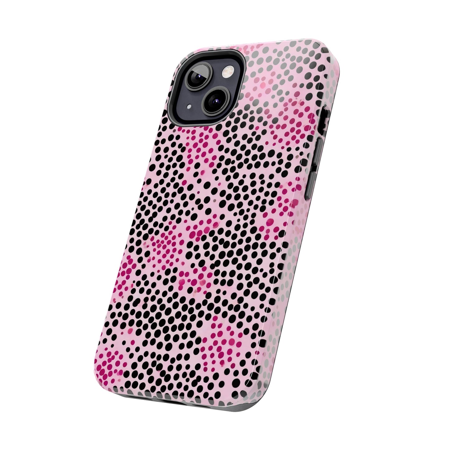 Pink and Black Dot Design Tough Phone Case