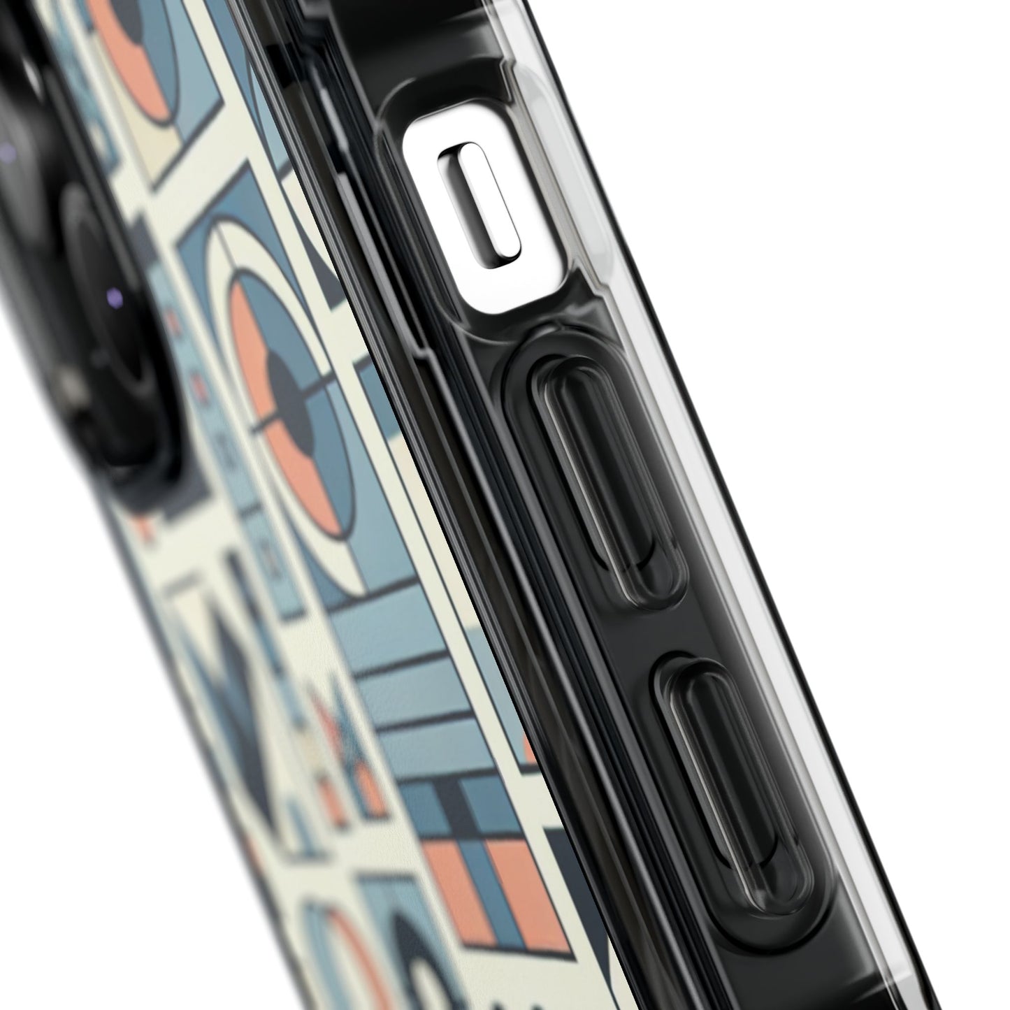Geometric Print Magnetic Clear Impact Case for iPhone 16 15 14