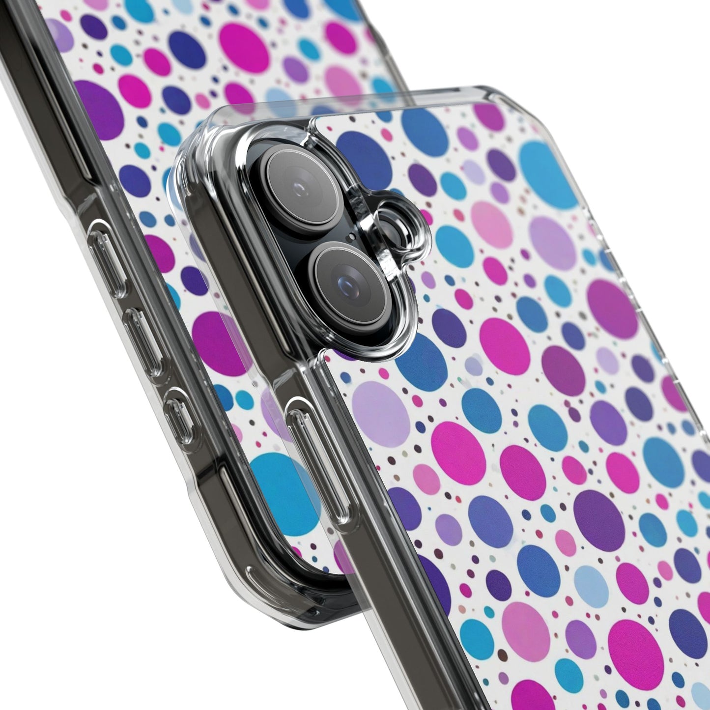 Polka Dot Design Magnetic Clear Impact Case for iPhone 16 15 14