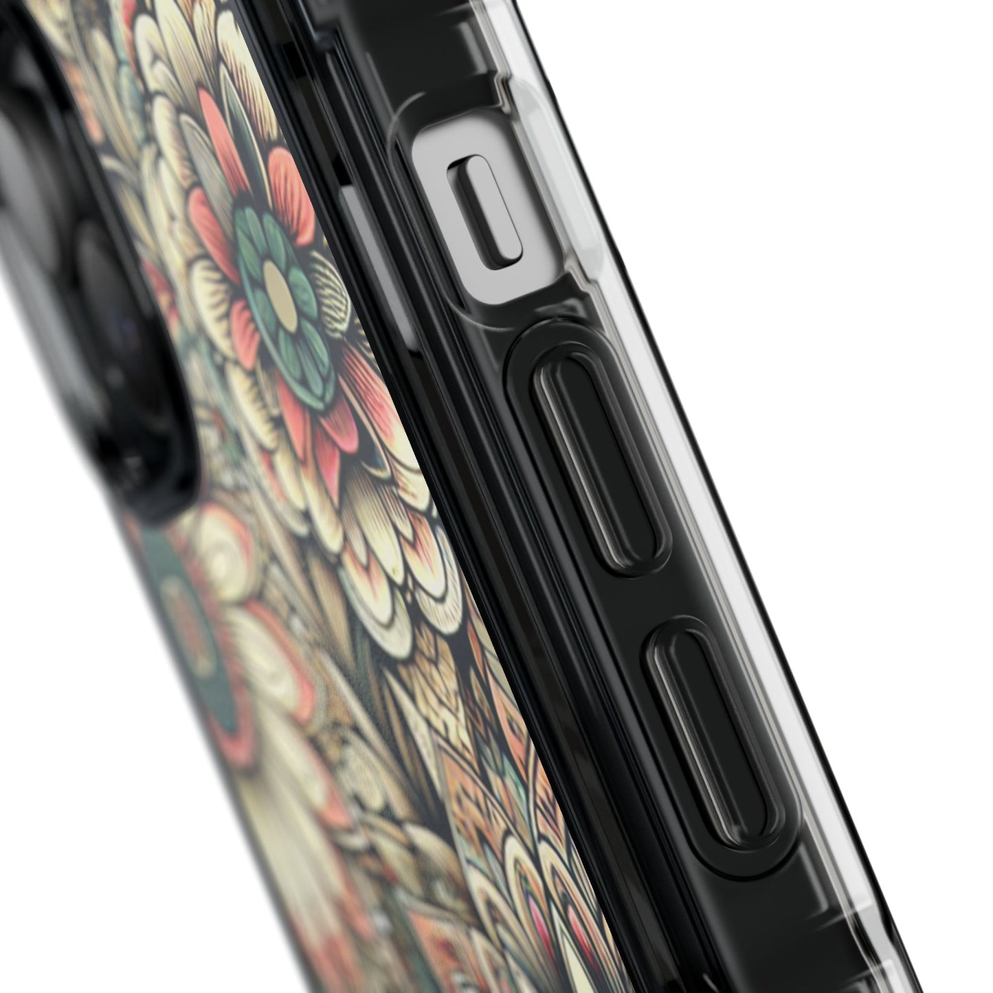 Boho Floral Magnetic Clear Impact Case for iPhone 16 15 14