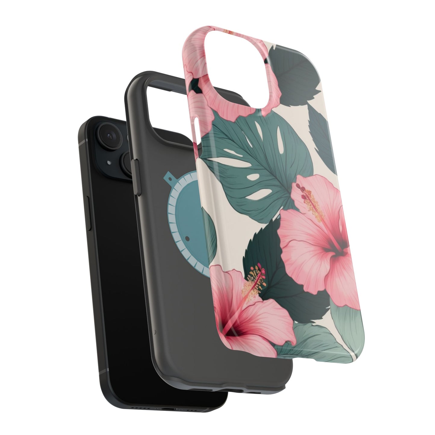 Tropical Hibiscus Magnetic Tough Phone Case for iPhone 13 14 15 16 Models