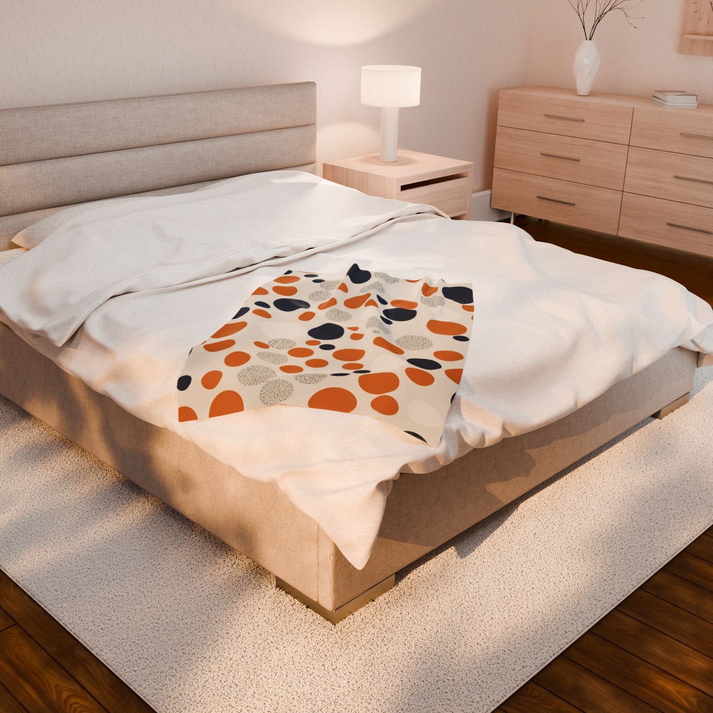 Orange Polka Dot Cozy Velveteen Blanket