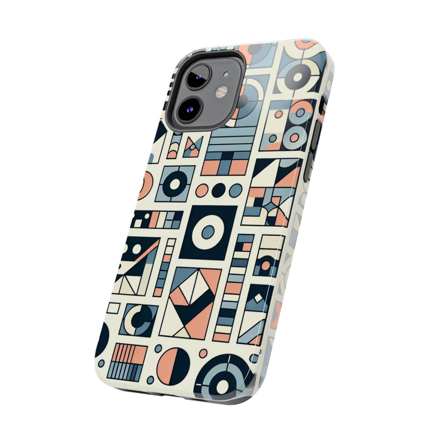 Geometric Print Tough Phone Case for iPhone 16 15 14 13 12 11 X 8 7 Samsung Galaxy S24 S23 S22 S21