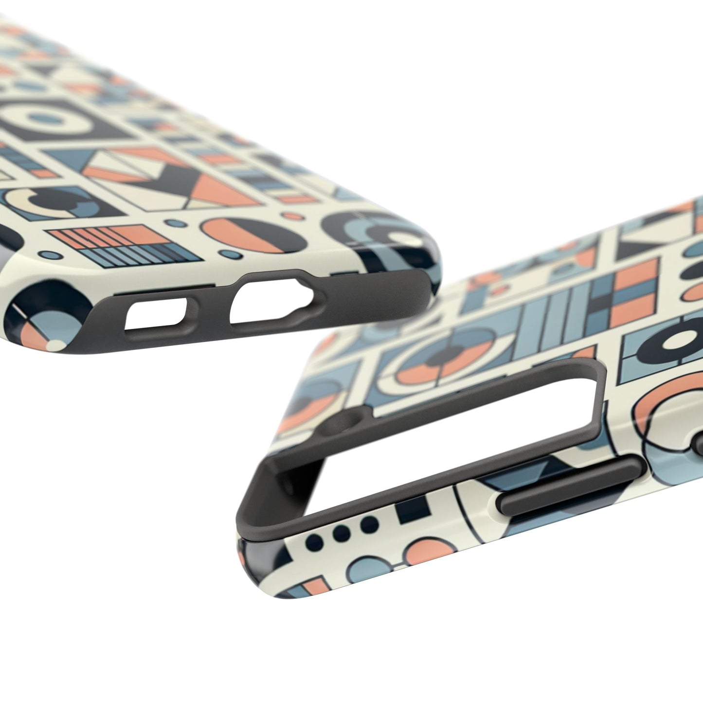 Geometric Print Tough Phone Case for iPhone 16 15 14 13 12 11 X 8 7 Samsung Galaxy S24 S23 S22 S21